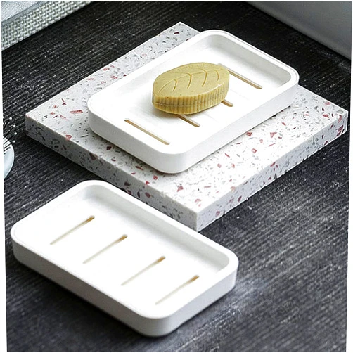 TOHOCH Self Draining Soap Dish, 2 PAKC Plastic Soap Dishes for Shower Wall, Soap Holder for Bar Soap with Drain Tray, White Soap Holders for Bathroom Kitchen Sink with 2pcs Extra Loofah Soap Hanging Bags