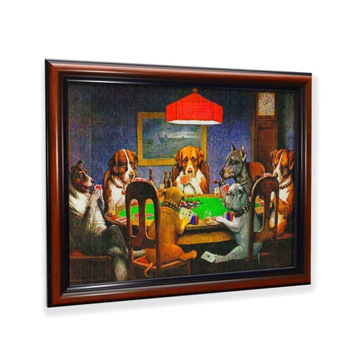 Crossroads Home Décor Dogs Playing Poker by Cassius Marcellus Coolidge, World Famous Wall Art Collection, Brighten Your Den or Man Cave Decor with this Dogs Playing Poker Framed Picture