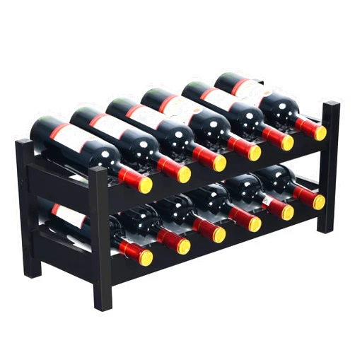 COSTWAY Wine Rack, Bamboo 12 Bottles 2-Tier Wine Display Rack for Countertop Home Kitchen Pantry, Free Standing Wine Storage, Rack Tabletop Wine Rack (Brown)
