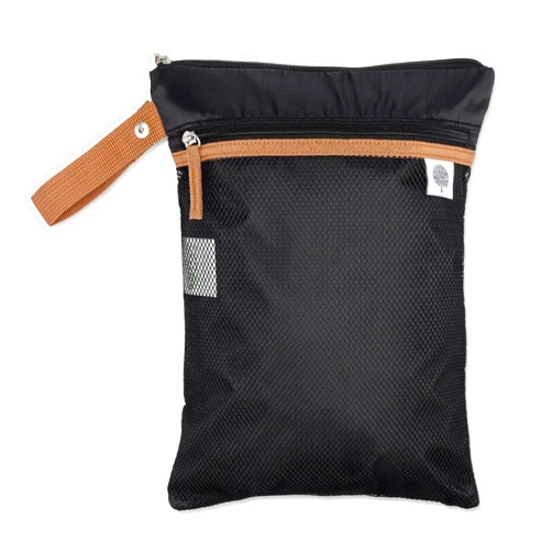 Parker Baby Co. Parker Baby Cloth Diaper Wet Dry Bag - Waterproof Reusable Bag with Mesh Organizer and Zippered Pocket | Stylish, Machine-Washable, Convenient Handle for Diapers, Wet Clothes, Swimsuits - Black