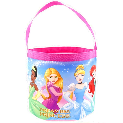 Disney Princess Girls Collapsible Nylon Gift Basket Bucket Tote Bag