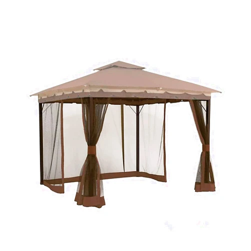 Hisecome Gazebo Universal Replacement Mosquito Netting,10' x 12' Outdoor Canopy Net Screen 4-Panel Sidewall Curtain, with Zippers，Excluding Gazebo (Brown)