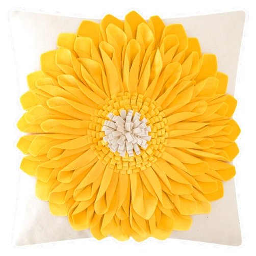 OiseauVoler 3D Sunflowers Handmade Throw Pillow Covers Decorative Pillowcases Cushion Covers for Bed Living Room Farmhouse Decor Yellow 18x18 Inches