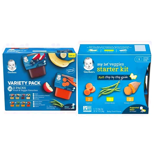 Gerber Purees Veggie, Fruit & My 1st Veggies Variety Bundle (16 Count)