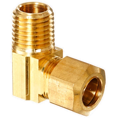 Anderson Metals 50069 Brass Compression Tube Fitting, 90 Degree Elbow, 3/8