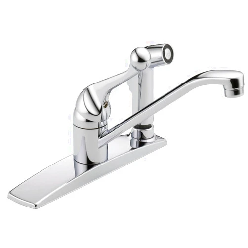 DELTA FAUCET 300LF-WF Classic, Single Handle Kitchen Faucet with Integral Spray, Chrome