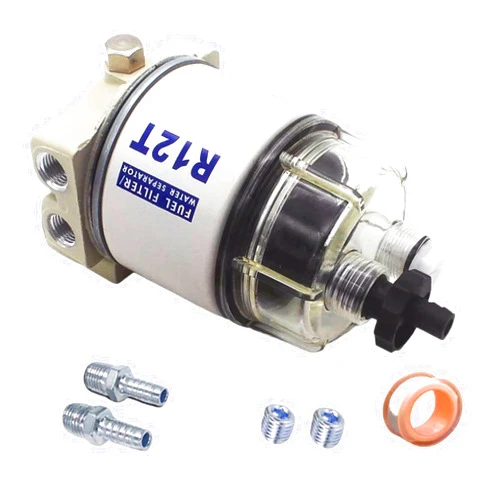 BEFHKCWTM 1PCS R12T Fuel Filter Water Separator Complete Kit - Marine SPIN-ON R12T Filter Replaces S3240 120AT NPT ZG1/4-19 Fit 3/8 Inch