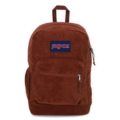 JanSport Cross Town Plus Remix Backpack - Padded Back Panel, Laptop Sleeve, and Front Pocket Organizer - Basic Brown Corduroy