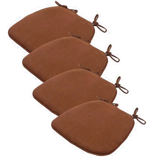 EORNOW (Set of 1/2/4) Chair Cushion for Dining Chairs, Kitchen U-Shape Seat Cushion, Dining Room Chair Pads with Zipper with Ties (Color : Coffee, Size : 41 * 43cm(Set of 4))