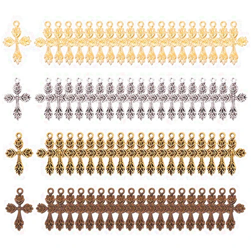 SUNNYCLUE 1 Box 80Pcs Cross Charms Rosary Charm Pendants Alloy Easter Holidays Jewelry Findings Making Accessory Metal Charms for DIY Thanksgiving Necklace Bracelet Crafting Party Favor Gift