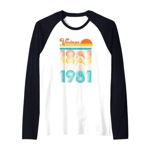 40 Jahre Geschenk Geburtstagsshirt Deko Vintage 1981 40th Birthday Men Women Vintage Retro Raglan Baseball Tee