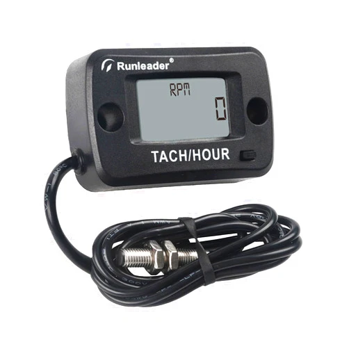 Runleader Rotating Shaft Hour Meter Tachometer,RPM Magnetic Pickup,Maintenance Reminder,Display Shutdown for Lawn Mower Generator Compressor Marine Diesel/Gas Engine Motor and Process/Power Equipment.