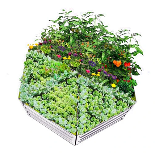 Yansguard Raised Garden Bed, Galvanized Steel Metal Outdoor Planter Kit Box for Vegetables,Flowers, Fruits,Herbs (6 pc, Include Tools for Installation), Silver, (GD-01)
