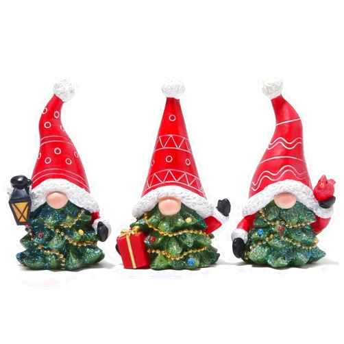 Hodao Christmas Tree Gnome Figurines - 2 Pcs Cute Red Pointed Hat Gnomes, Indoor Home Tabletop Decor, Festive Christmas Gnome Holiday Winter Gifts for Familys & Friends