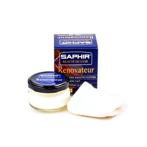 SAPHIR BEAUTÉ DU CUIR Renovateur - Cleans, Nourishes, Protects and Shines - with Chamois Cleaning Cloth - 50mL
