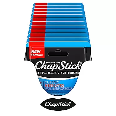 ChapStick Classic Medicated Lip Balm Tubes, Chapped Lips Treatment and Skin Protectant - 0.15x12 Oz