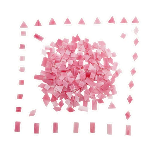 BTMIEY 4 Shapes Mixed Glass Mosaic Tiles,Square+Diamond+Triangle+Rectangle 220 PCS Stained Glass Mosaic Pieces for Handmade Art Crafts and Home Decoration (Pink)