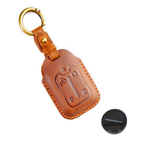 SIEVEN Key Fob Cover Leather Compatible with Chevy Silverado 1500,2500,3500 GMC Sierra 2019-2023 Smart Remote Key Protector