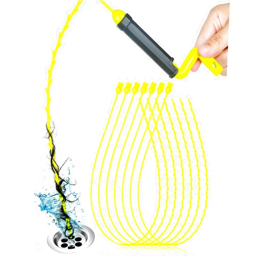 Enthun 35-Inch Rotating Drain Clog Remover Tool, Hair Catcher Drain Cleaner for Shower, Kitchen, Sink, and Bathtub, Upgraded Design to Pass Through Tiny Drain Holes, 6 Pack