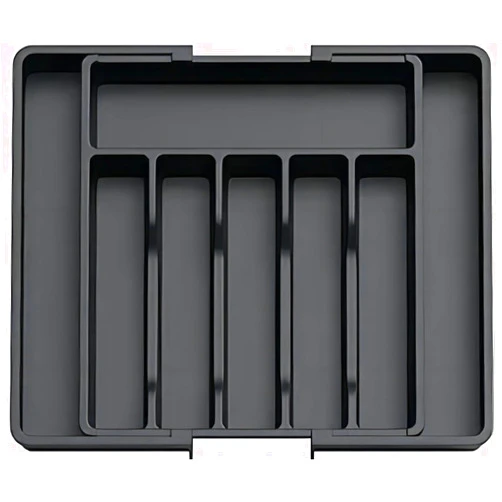OPSJQXSQ Silverware Organizer Versatile Kitchen Drawer Storage Solution For Forks Knives And Utensils Expandable And Adjustable Cutlery Drawer Organizer In Sleek Black Design