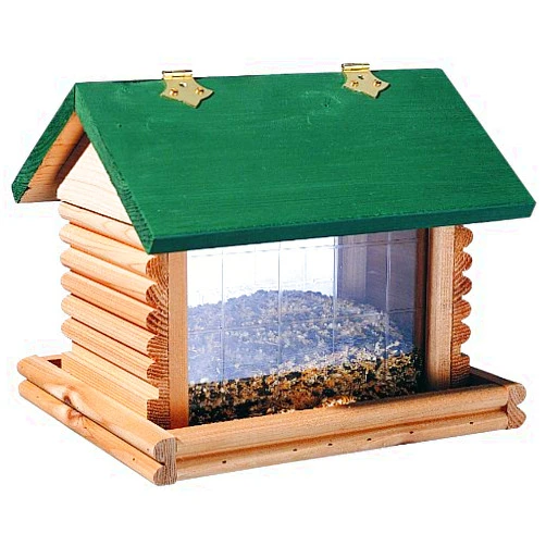 North States - Large Hanging Log Cabin Bird Feeder: Wooden Bird Feeder for Outdoors, Holds 10 Pounds of Seed