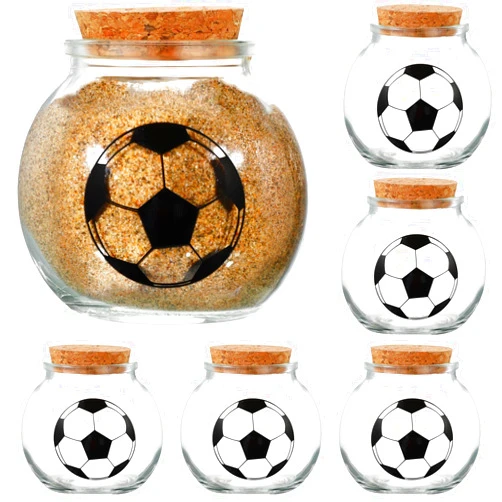FillTouch 6 Pcs Soccer Senior Night Gift, 2025 Senior Night Soccer Gift, Soccer Printed Jar, Soccer Dirt Jars for Soccer Team Coach Gift Sport Party Favors Decoration