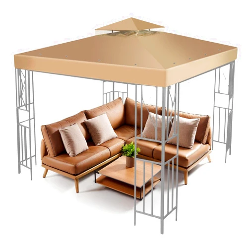 Flexzion Gazebo Cover Replacement Canopy Top 12x12 Ft (3.6m x 3.6m) - Double Tier Top Canopy Cover Replacement with UV30+, Dirt, Water Resistant for Outdoor, Sunshade, Garden, Patio, Pavilion (Beige)