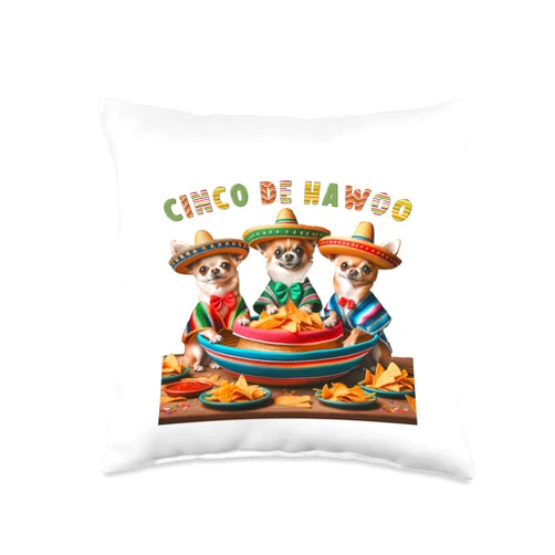 Fiesta Paws: Cinco de Hawoo,cinco de mayo Throw Pillow