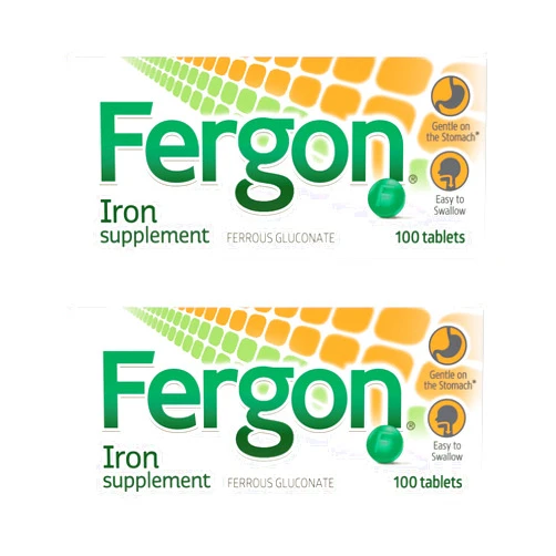Fergon High Potency Iron Supplement Tablets, 100 Count, Pack of 2