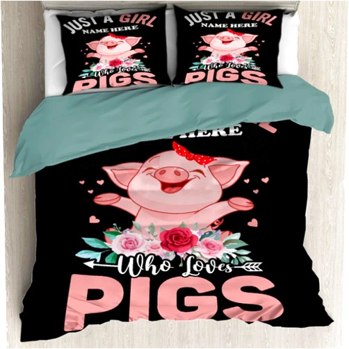 ARTBLANKET Just A Girl Who Loves Pigs Bedding Comforter Cover Set with Corner Ties Zipper Closure Set with Pillowcases Twin 68 X 87 in