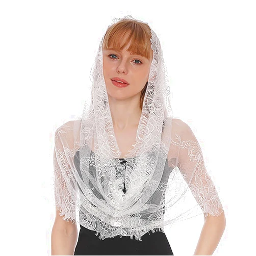 Bethynas Lace Mantilla Veils Catholic Church Veils for Women Mass Head Covering Shawl Veil Chapel Bridal Lace Head Scarf