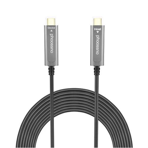 phoossno USB C to C Fiber Optical Cable USB 3.1 Type C Cable 10Gbps 50FT Compatible with Microsoft Azure Logitech Camera Aver &Vaddio & Barco ClickShare Touch Screen Kinect Intel RealSense