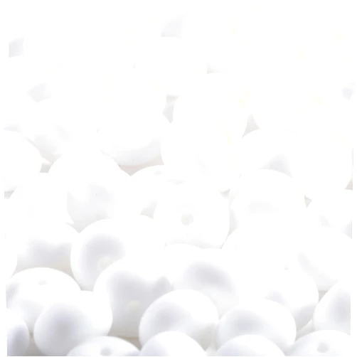 Ahouws 70Pcs Silicone Lentil Beads，14mm Silicone Abacus Focal Beads Bulk Colorful DIY Colorful Silicone Beads for Bracelet Necklace Crafts Pen Making(White)
