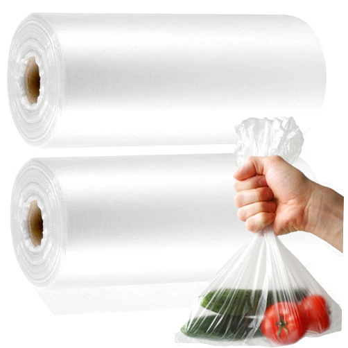 ZEONHAK 1000 Count 10 x 14 Inches Plastic Produce Bags, Clear Plastic Produce Bags Roll for Bread, Fruits, Vegetable, Kitchen, 500 Bags x 2 Rolls