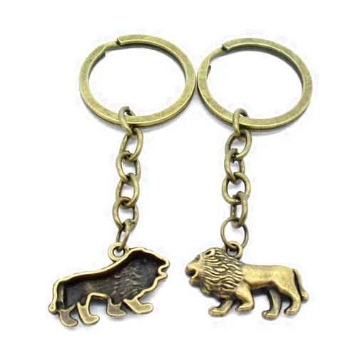 COLORDAYS CHARMS 5 PCS Antique Bronze Keychain Keyring Key Chains Ring Tags Jewelry Charms V3OP9 Lion King Leo