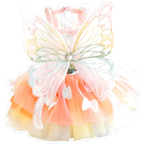 AZA Dog Princess Dresses for Small Dogs Lolita Clothes Butterfly Costume Pet Girl Cute Coat Outfits Summer Costumes Puppy Handmade Skirt Cat Spring (L,Butterfly)