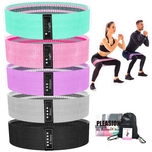 PLEASION Fabric Resistance Bands for Working Out, 5 Levels Booty Bands for Women Men, Cloth Workout Bands Resistance Loop Exercise Bands for Legs Butt at Home Fitness, Yoga, Pilates