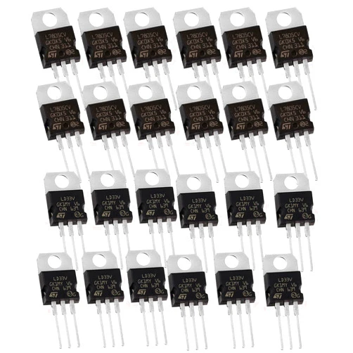 STMicroelectronics, (12) L7805CV and (12) LD1117V33, L7805 Positive Voltage Regulator Output 5v, 3.3V 950mA Voltage Regulator, LD33V