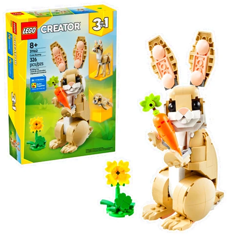LEGO Creator 3 in 1 Cute Bunny Toy - Building Toy Set with 3 Build Options, Bunny, Seal, or Llama - Animal Figures for Kids, Girls and Boys, Ages 8+ - Gift Idea for Birthdays - 31162