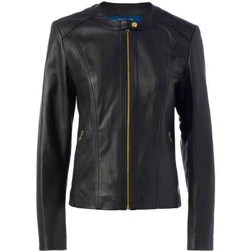 Cole Haan Women's Leather Collarless Jacket