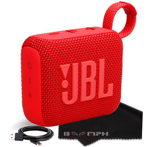 JBL Go 4 Portable Bluetooth Wireless Speaker, IP67 Waterproof and Dustproof Built-in Battery - Red - Boomph's Comprehensive Ultimate Performance Cloth Solution for Your On-The-Go Sound Experience