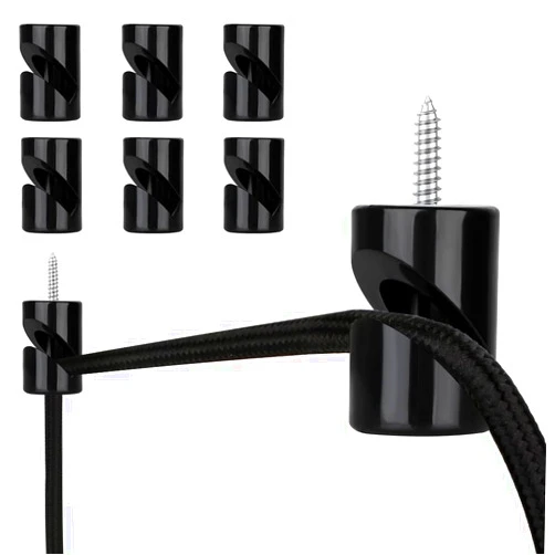 Zevnico 6 Pack Chandelier Swag Hanging Hook, Ceiling Hooks for Hanging Lights, DIY Swag Hooks for Ceiling Hanging, Black Pendant Ceiling Wall Hook for Hanging Electric Wire Cable Cord Light Fixture