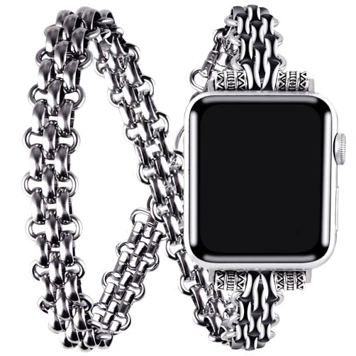 VIIVY VIYIV Bands Compatible with Apple Watch Band 38mm 40mm 41mm 42mm 44mm 45mm iWatch SE Series 7/6/5/4/3/2/1 for Men Women, Luxury Stainless Steel Metal Charms Braided Chain Thin Bracelet