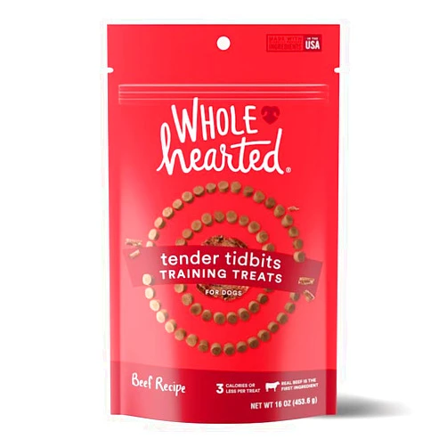 WholeHearted Grain-Free Tender Tidbits Beef Recipe Dog Training Treats, 16 oz.