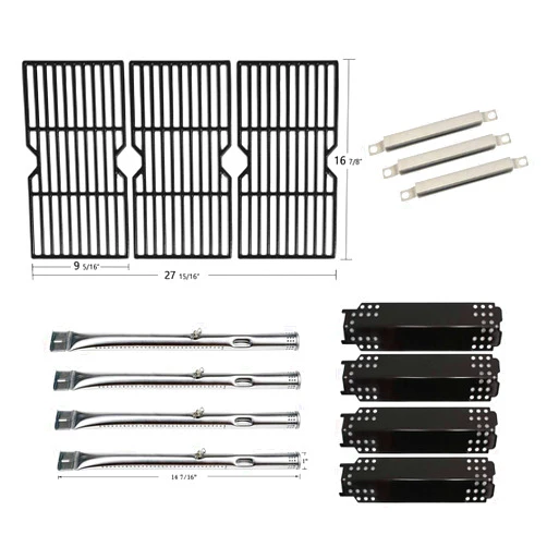 Hongso Grill Replacement Parts for Charbroil 463436215 463462114 463439915 463436814 463434313 Models, G432-Y700-W1 G432-0096-W1, Cast Iron Grates, Heat Plates, Burner Tubes, Crossover Tubes