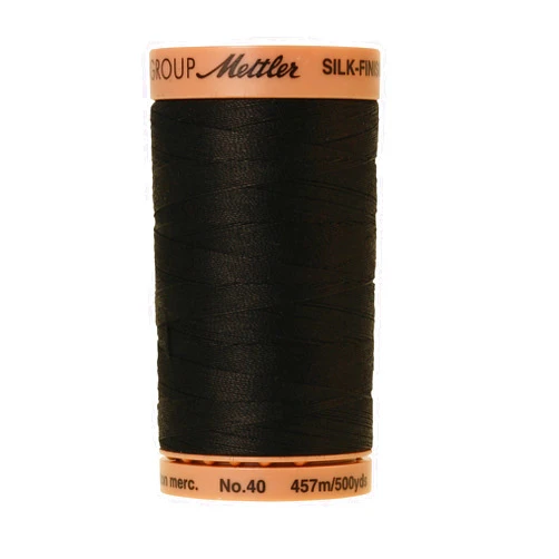 Mettler Silk-Finish Solid Cotton Thread, 500 yd/475m, Black
