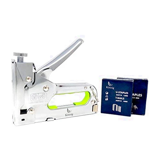 Könnig Heavy Duty Staple Gun 3 in 1, Hand Operated Stainless Steel Stapler, Brad Nailer, Tacker Tool w/BONUS 2000 Staples
