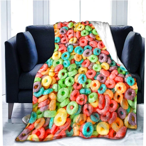 Pindola Fruit Hoops Cereal Throw Blanket Warm Lightweight Soft Cozy Warm Home Decoration 50