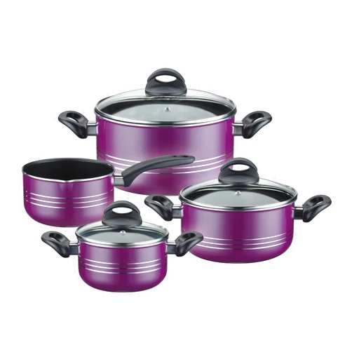 GSW Gaens Stahlwaren 4 Piece Aluminium Cookware Set, Milano Purple