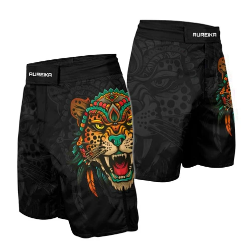 AUREIKA MMA Fight Shorts for Men – Aztec Design No-Gi, BJJ, Jiu Jitsu, Muay Thai, Wrestling, Boxing, and Kickboxing Shorts